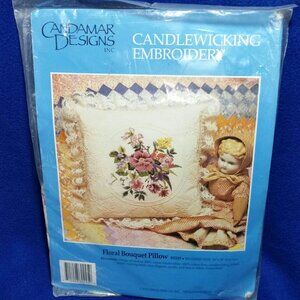 Candamar Designs Floral Bouquet Pillow Candlewicking Embroidery Kit 80245
